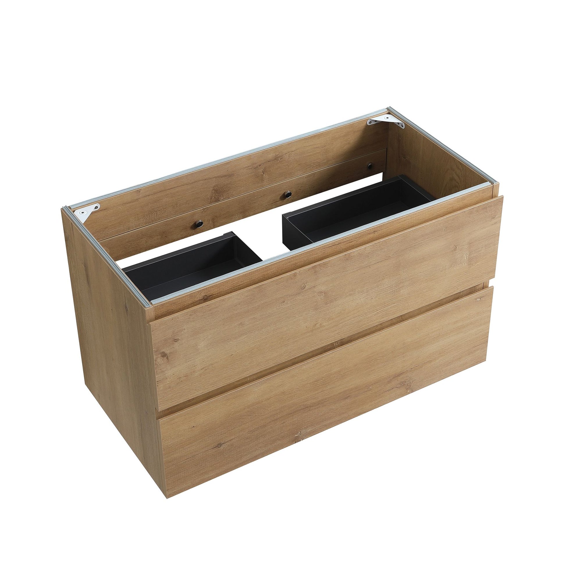 Alice36-106, Wall mount cabinet WITHOUT basin, Natural oak color, with two drawers, Pre-assembled image 4