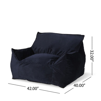 Allea Velveteen Bean Bag Chair with Armrests, Midnight Blue image 4