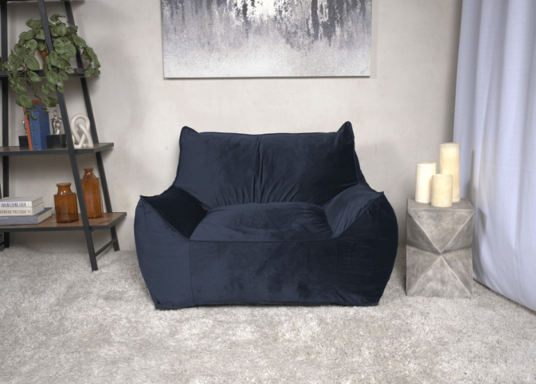 Allea Velveteen Bean Bag Chair with Armrests, Midnight Blue image 1