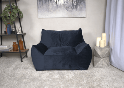 Allea Velveteen Bean Bag Chair with Armrests, Midnight Blue image 1