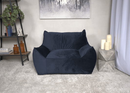 Allea Velveteen Bean Bag Chair with Armrests, Midnight Blue image 1