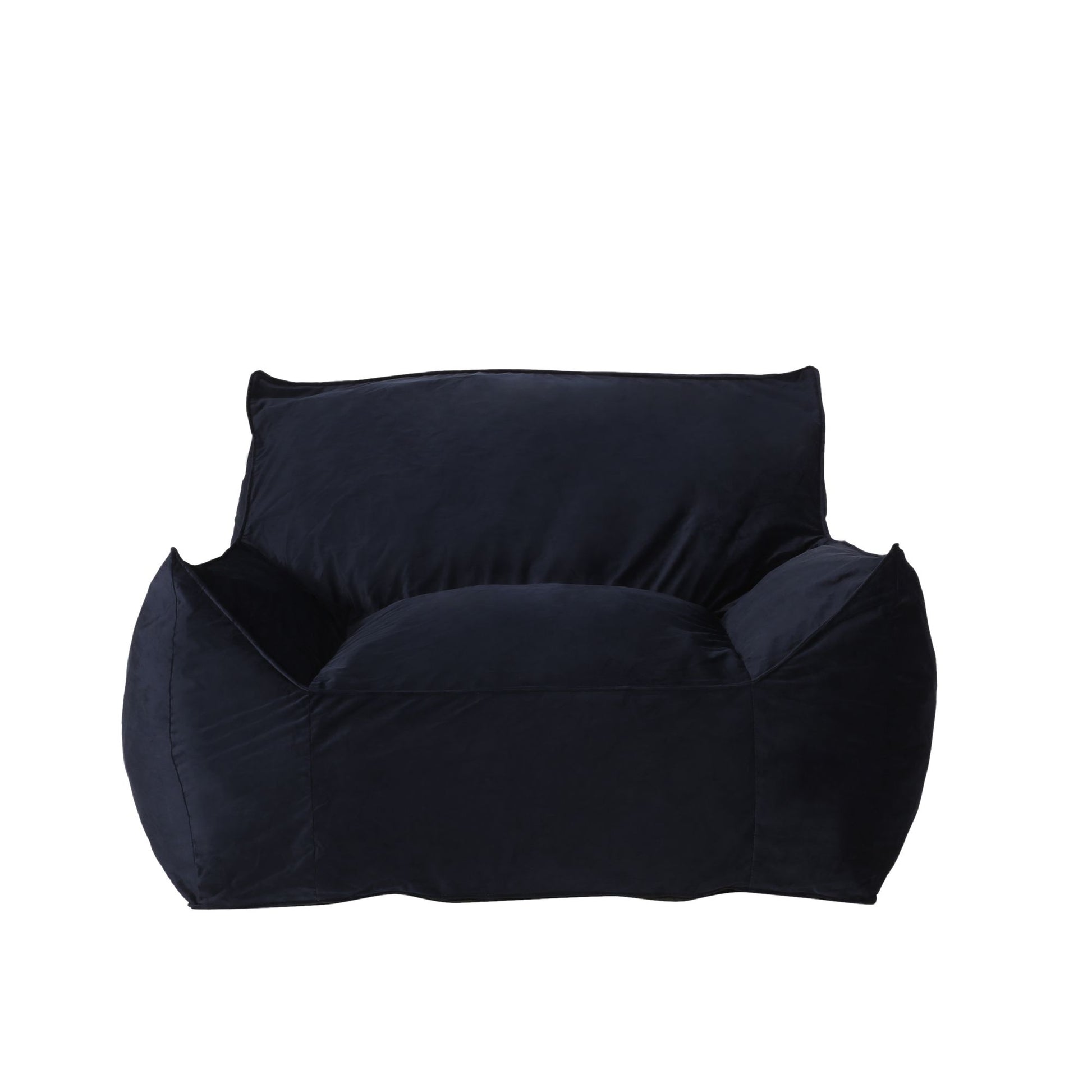 Allea Velveteen Bean Bag Chair with Armrests, Midnight Blue image 2