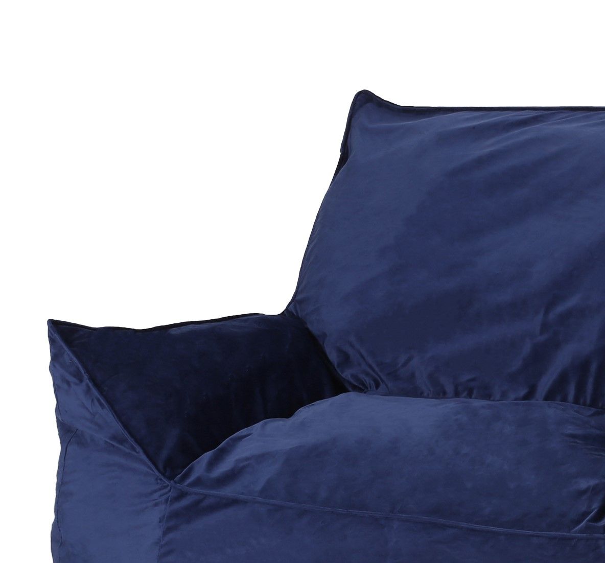 Allea Velveteen Bean Bag Chair with Armrests, Navy Blue image 6