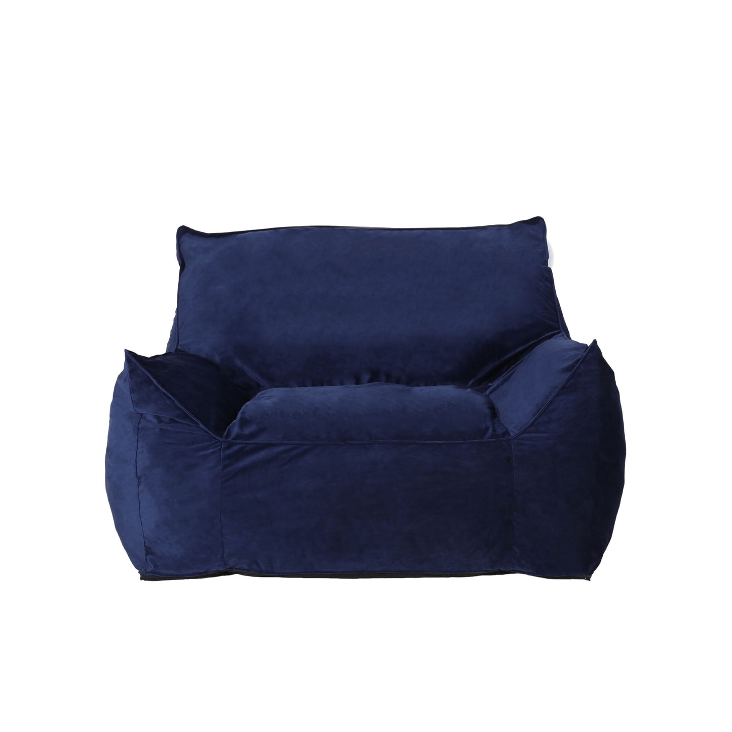 Allea Velveteen Bean Bag Chair with Armrests, Navy Blue image 2