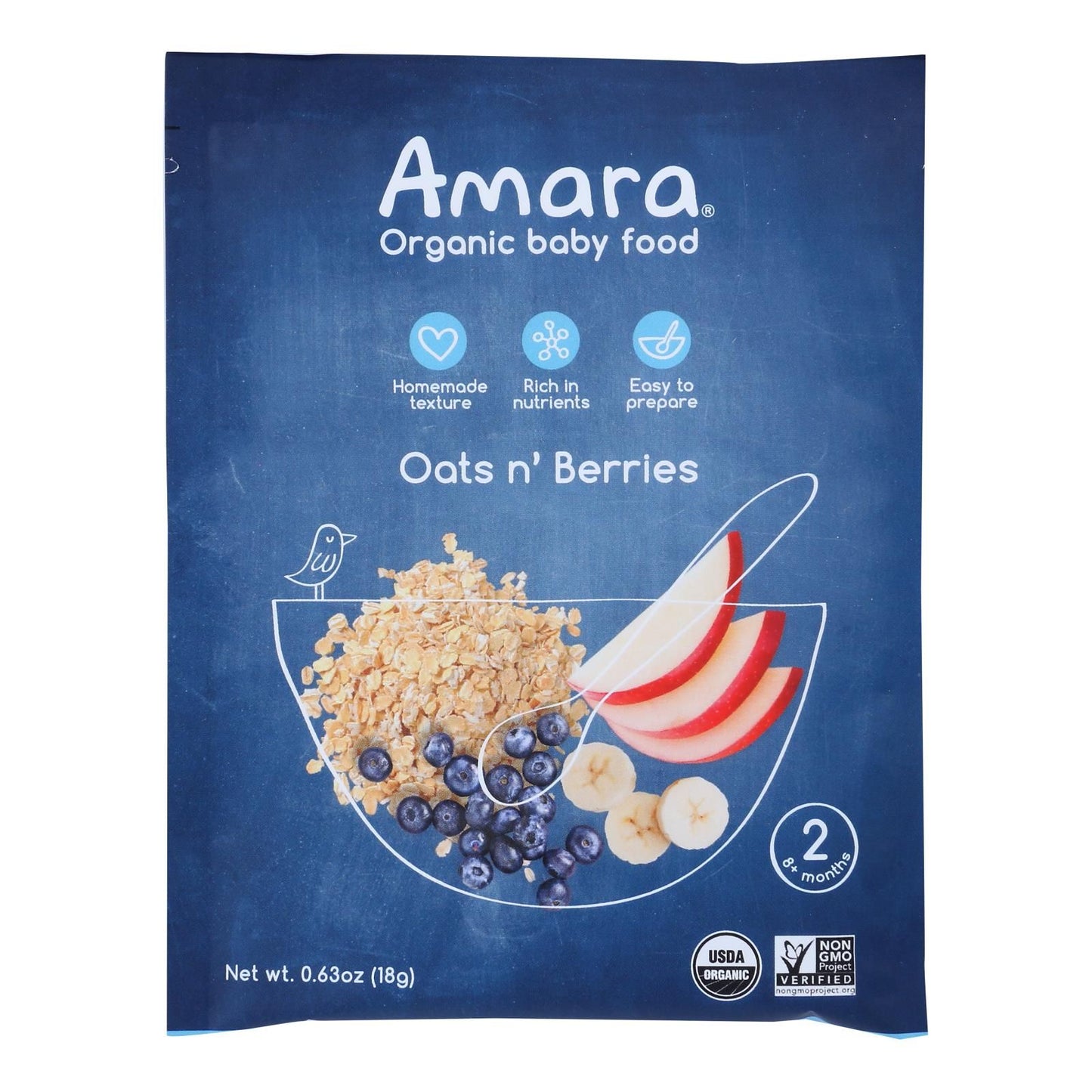 Amara - Baby Food Oats N Berry - Case Of 5 - .63 Oz image 1