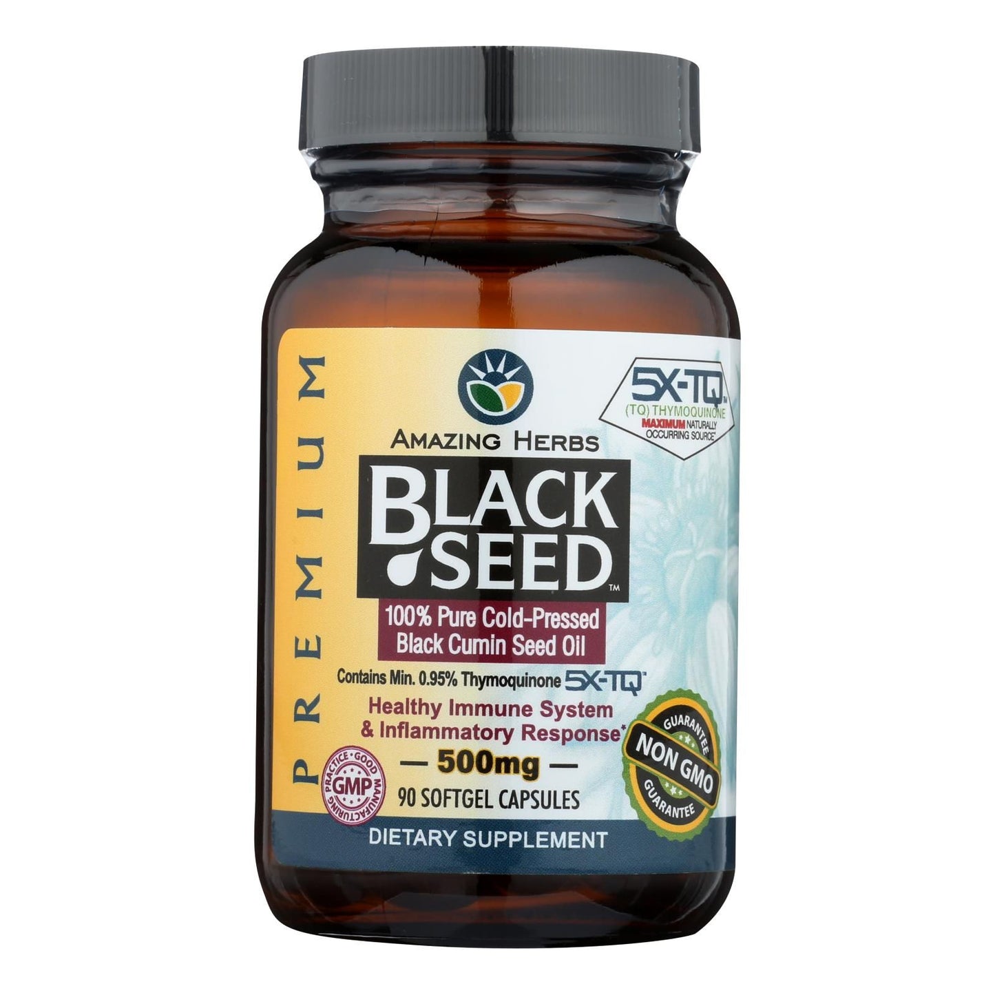 Amazing Herbs - Black Seed Black Cumin Seed Oil - 90 Softgels image 2