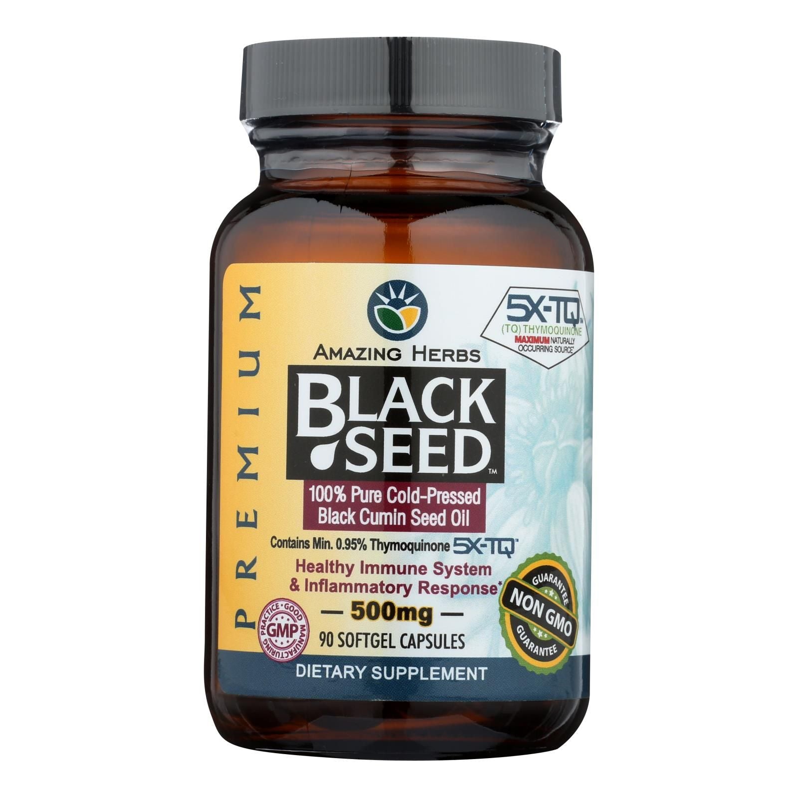 Amazing Herbs - Black Seed Black Cumin Seed Oil - 90 Softgels image 2