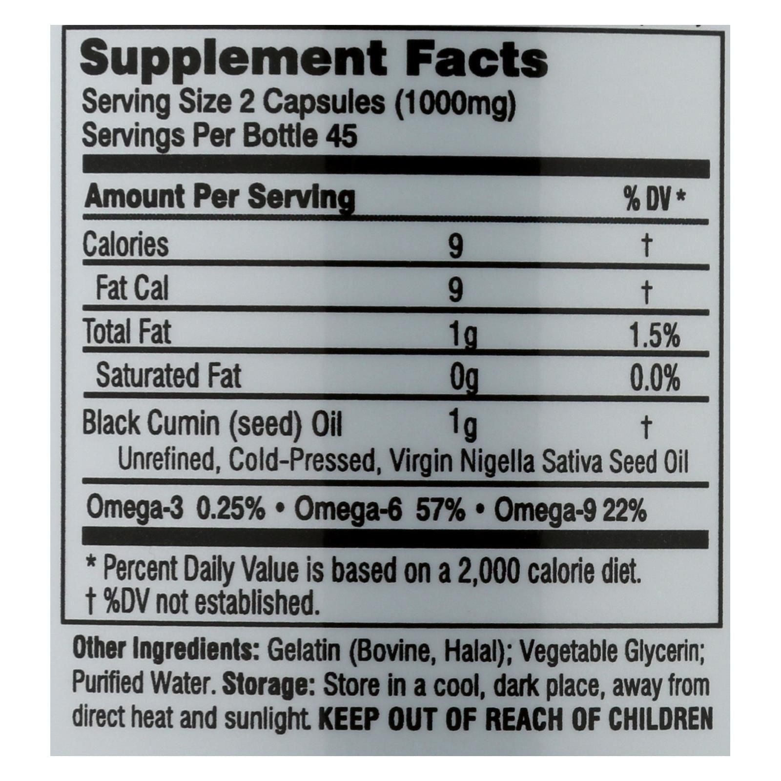 Amazing Herbs - Black Seed Black Cumin Seed Oil - 90 Softgels image 3