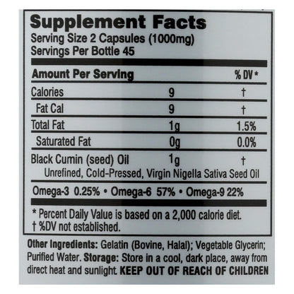 Amazing Herbs - Black Seed Black Cumin Seed Oil - 90 Softgels image 3