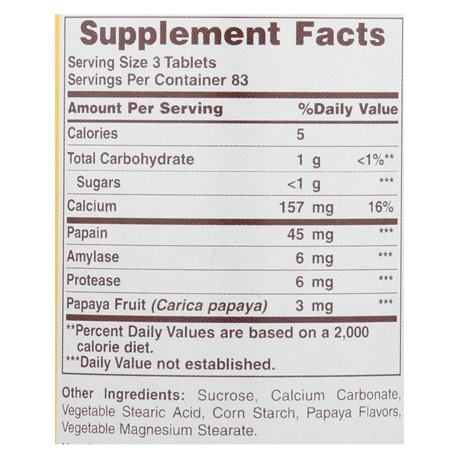 American Health - Original Papaya Enzyme Chewable - 250 Tablets image 3