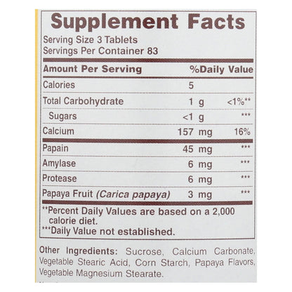 American Health - Original Papaya Enzyme Chewable - 250 Tablets image 3