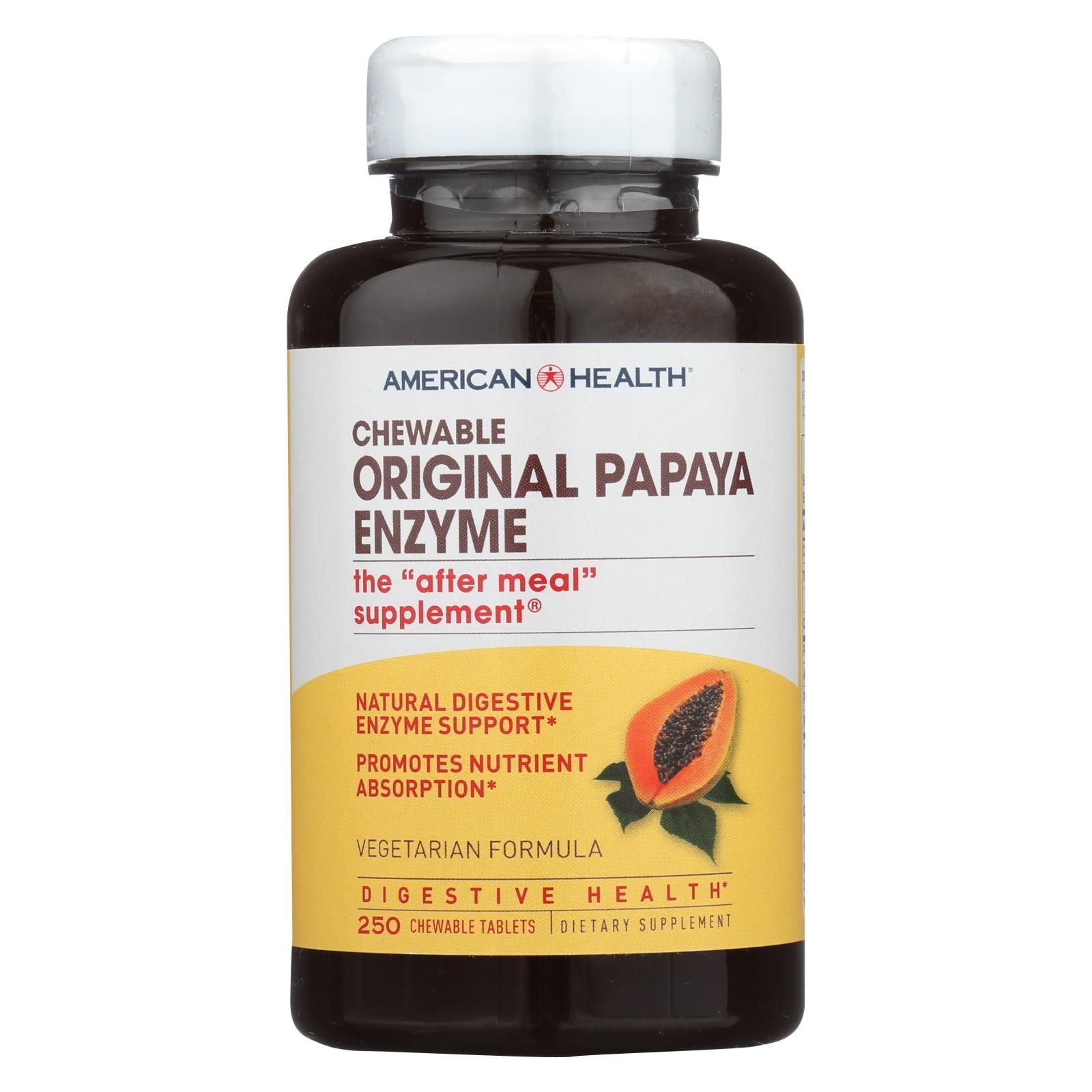 American Health - Original Papaya Enzyme Chewable - 250 Tablets image 1