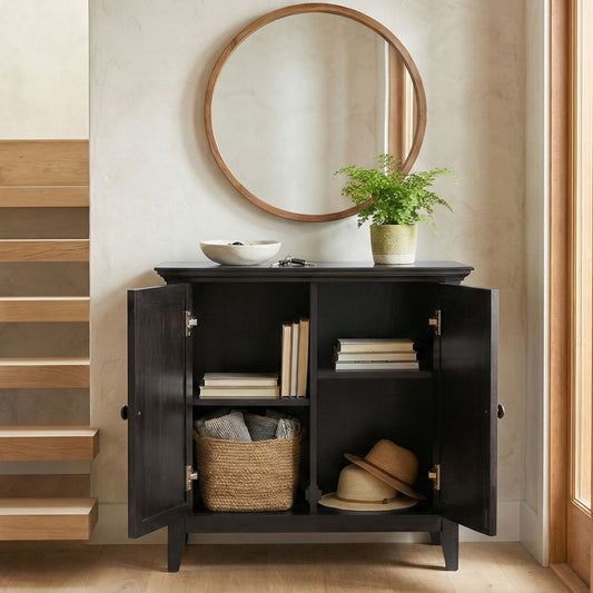 Amherst Low Storage Cabinet Hickory Brown front view
