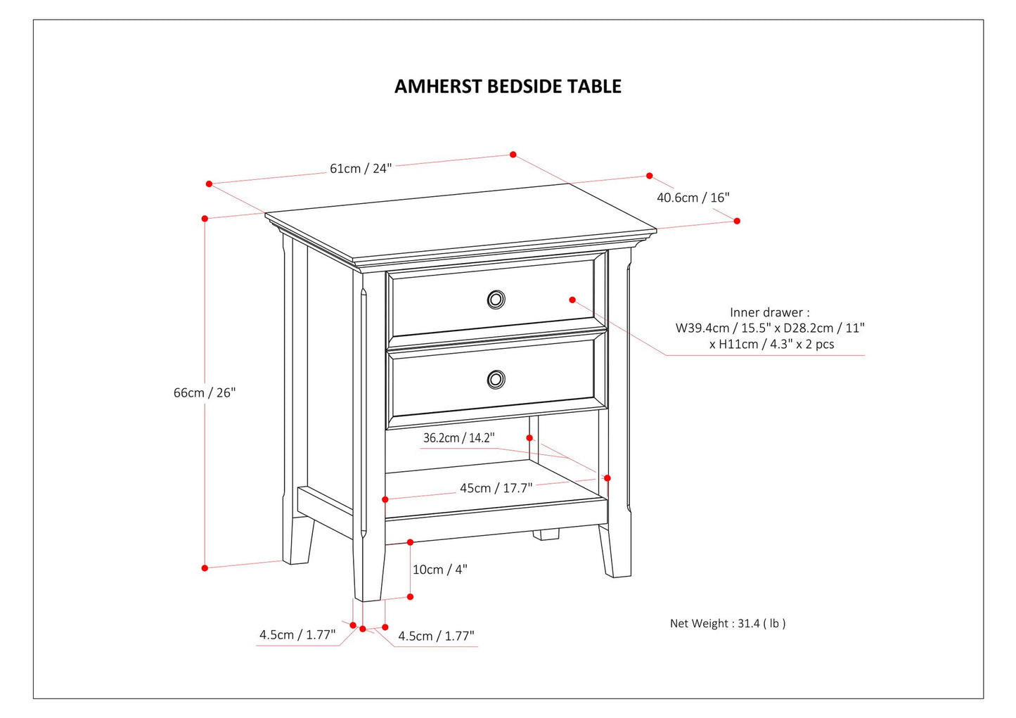 Amherst Bedside Table image 8