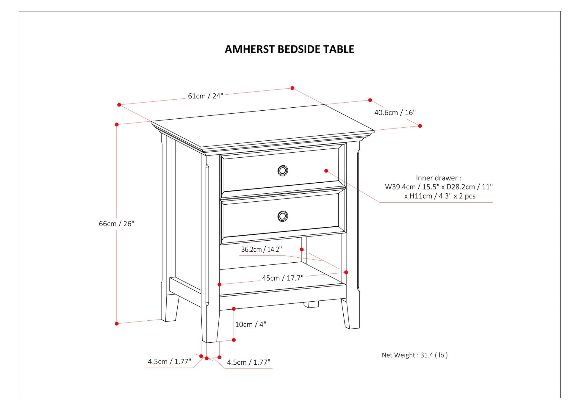 Amherst Bedside Table image 8