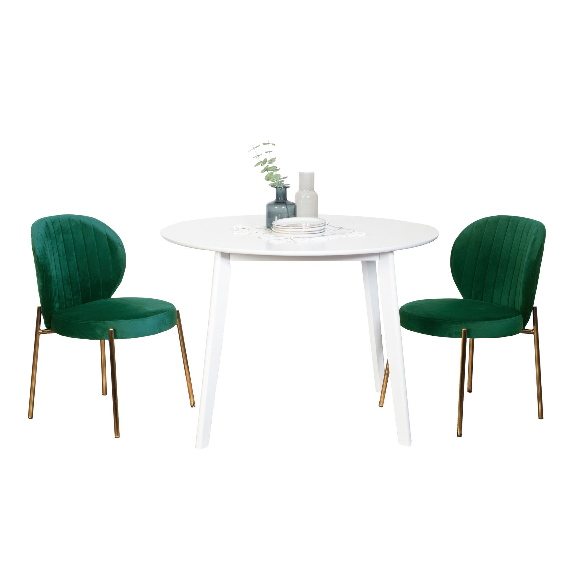 Amoa Contemporary 3-Piece Dining Set, White Round Dining Table with 2 Chairs image 1