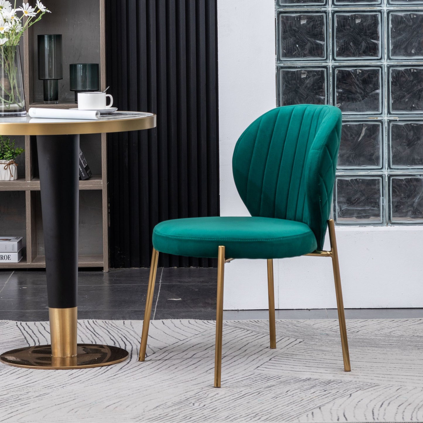 Amoa Contemporary 3-Piece Dining Set, White Round Dining Table with 2 Chairs image 13