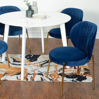Amoa Contemporary 5-Piece Dining Set, White Round Dining Table with 4 Chairs image 2