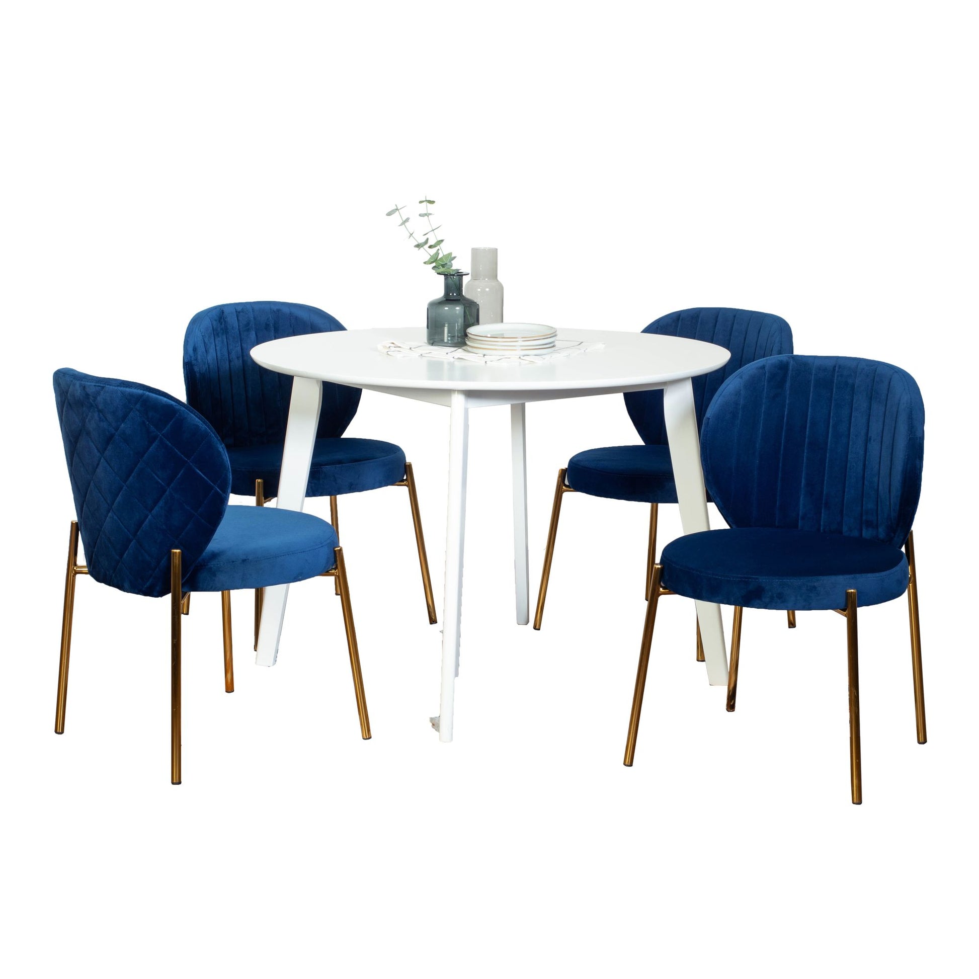 Amoa Contemporary 5-Piece Dining Set, White Round Dining Table with 4 Chairs image 6