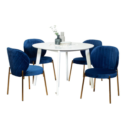 Amoa Contemporary 5-Piece Dining Set, White Round Dining Table with 4 Chairs image 6