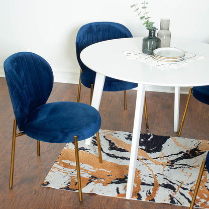 Amoa Contemporary 5-Piece Dining Set, White Round Dining Table with 4 Chairs image 3