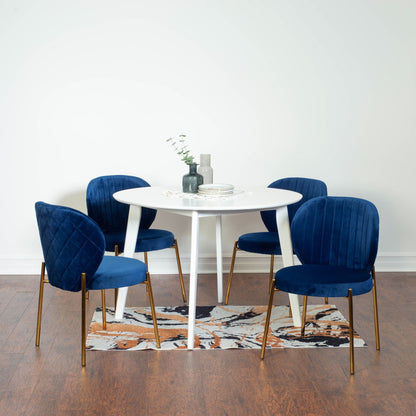 Amoa Contemporary 5-Piece Dining Set, White Round Dining Table with 4 Chairs image 1