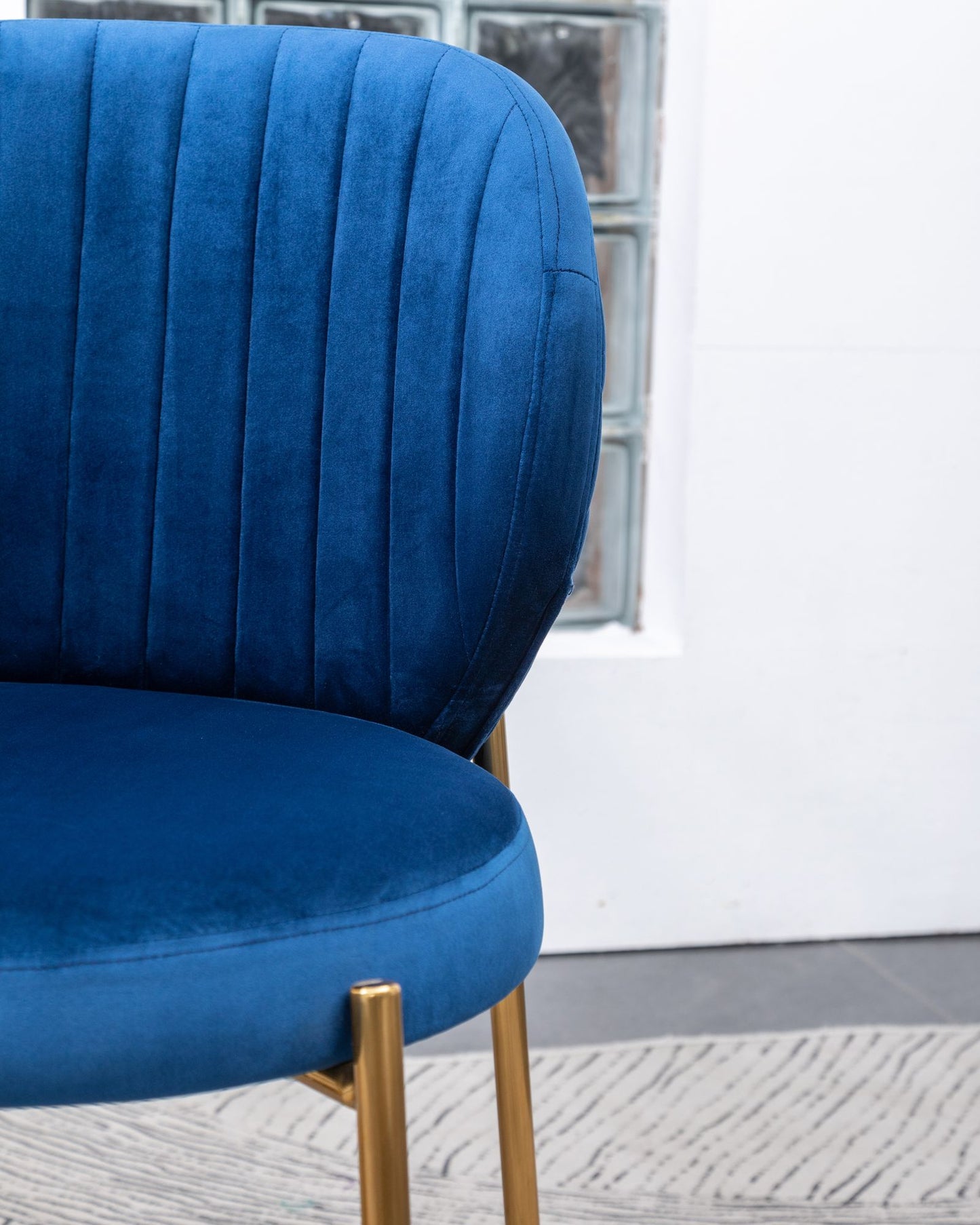 Amoa Contemporary Velvet Upholstery Dining Chair, Blue image 7