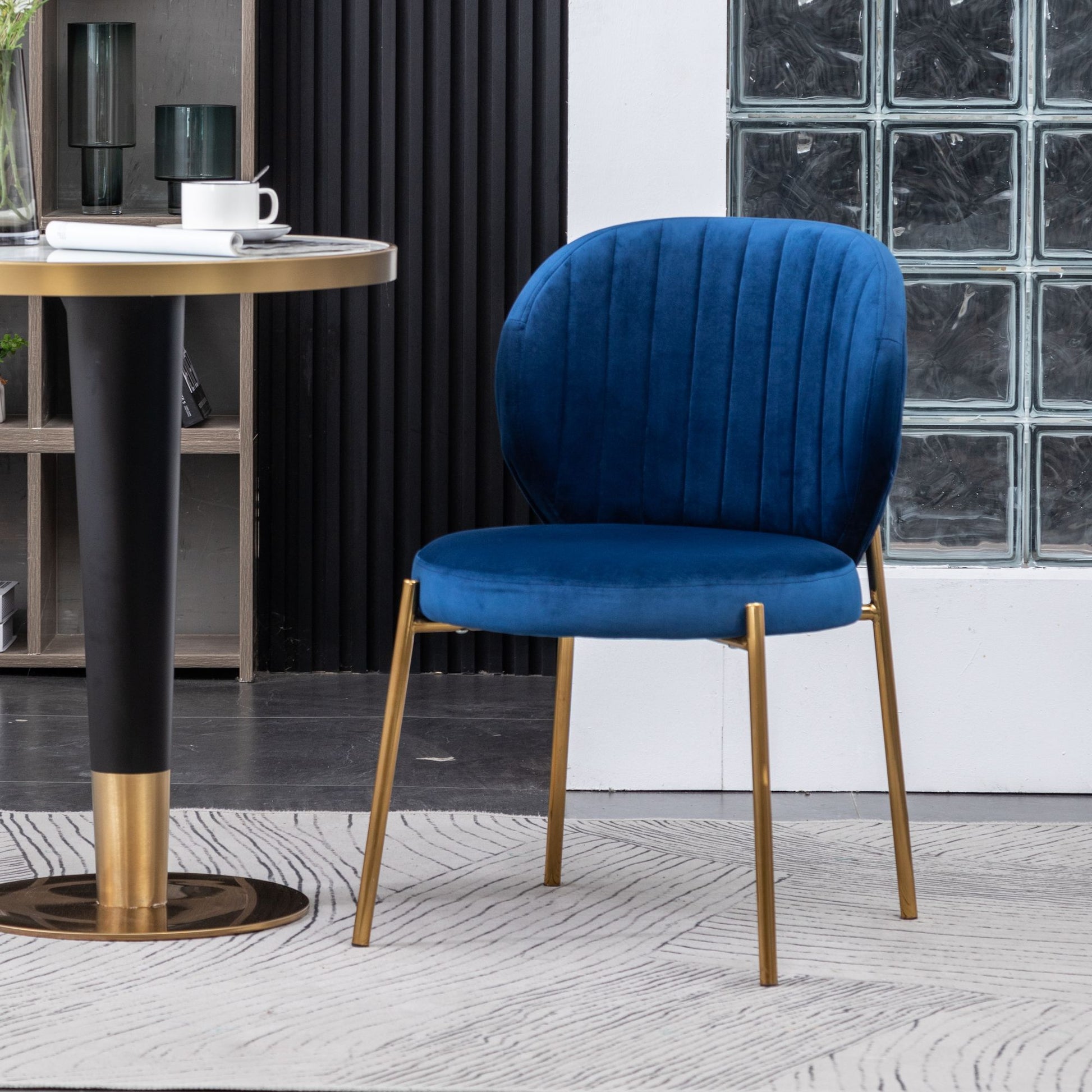 Amoa Contemporary Velvet Upholstery Dining Chair, Blue image 2