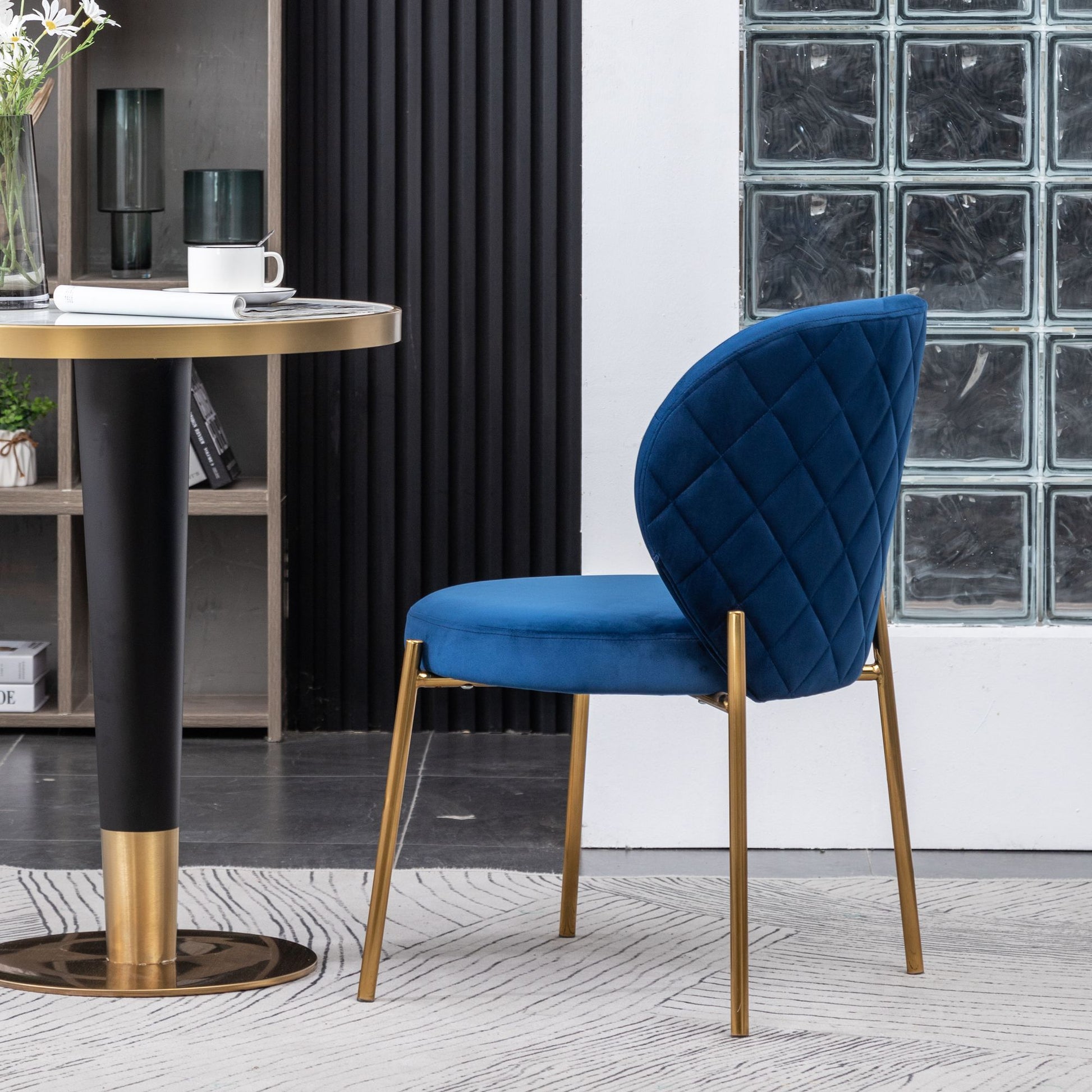Amoa Contemporary Velvet Upholstery Dining Chair, Blue image 5