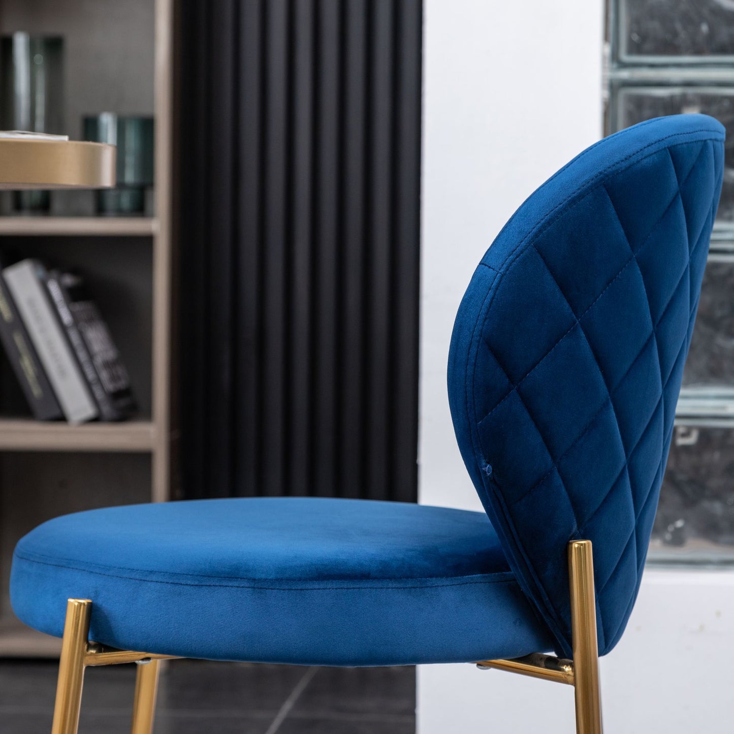 Amoa Contemporary Velvet Upholstery Dining Chair, Blue image 8