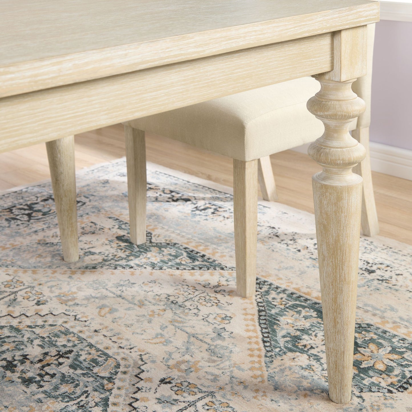 Amonia 5-piece Dining Set, Turned-Leg Dining Table with 4 Tufted Chairs image 3