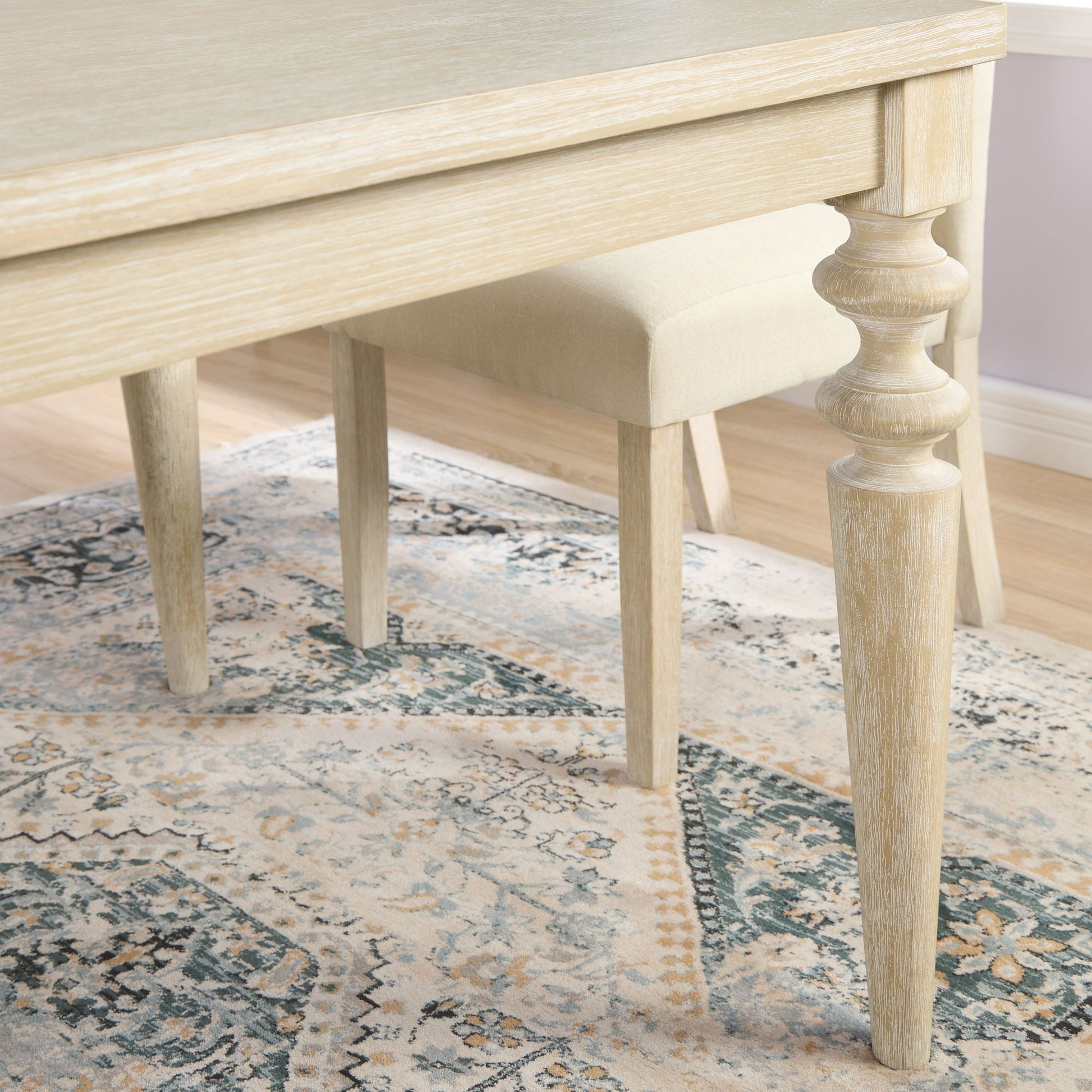 Amonia Urban Style Wired White Finish Wood Turned-Leg Dining Table image 8