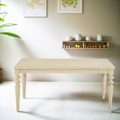 Amonia Urban Style Wired White Finish Wood Turned-Leg Dining Table image 2