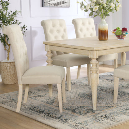 Amonia Urban Style Wired White Finish Wood Turned-Leg Dining Table image 7