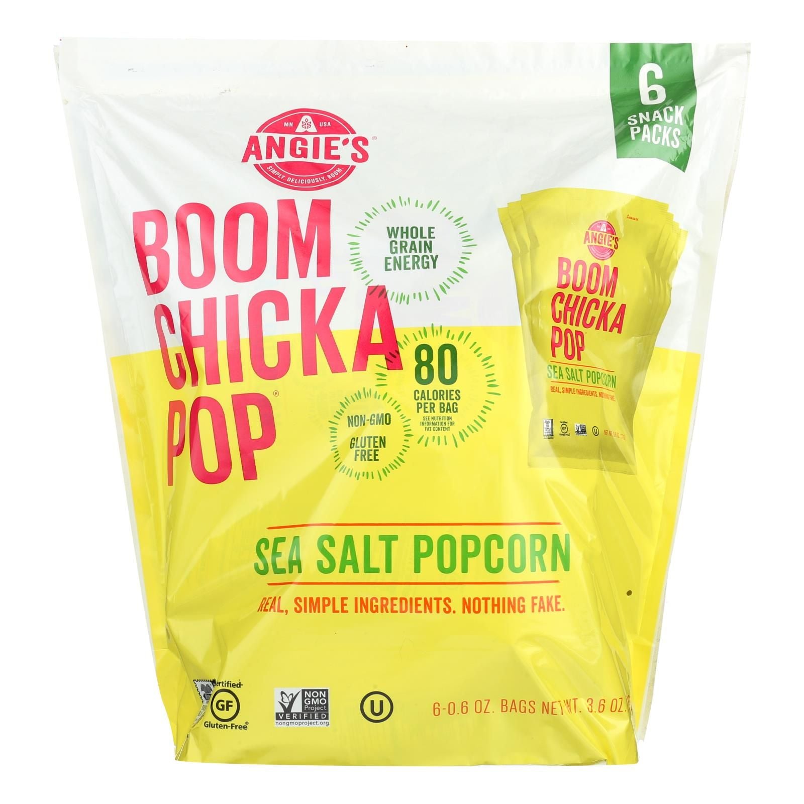 Angie's Kettle Corn Popcorn - Boomchickapop - Sea Salt - Case Of 4 - 6/.6 Oz image 1