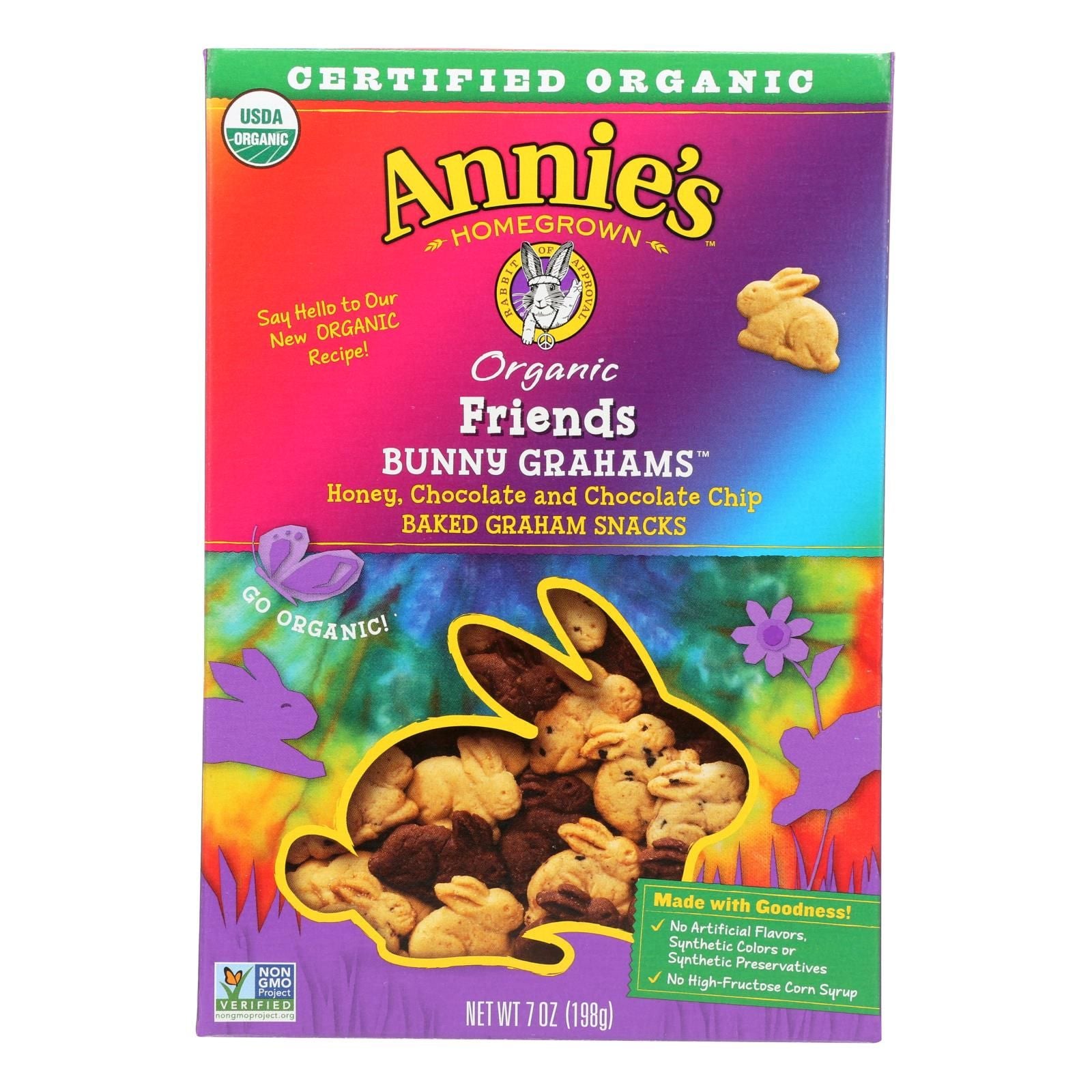 Annie's Homegrown Bunny Grahams Honey Chocolate And Chocolate Chip - Case Of 12 - 7 Oz image 1
