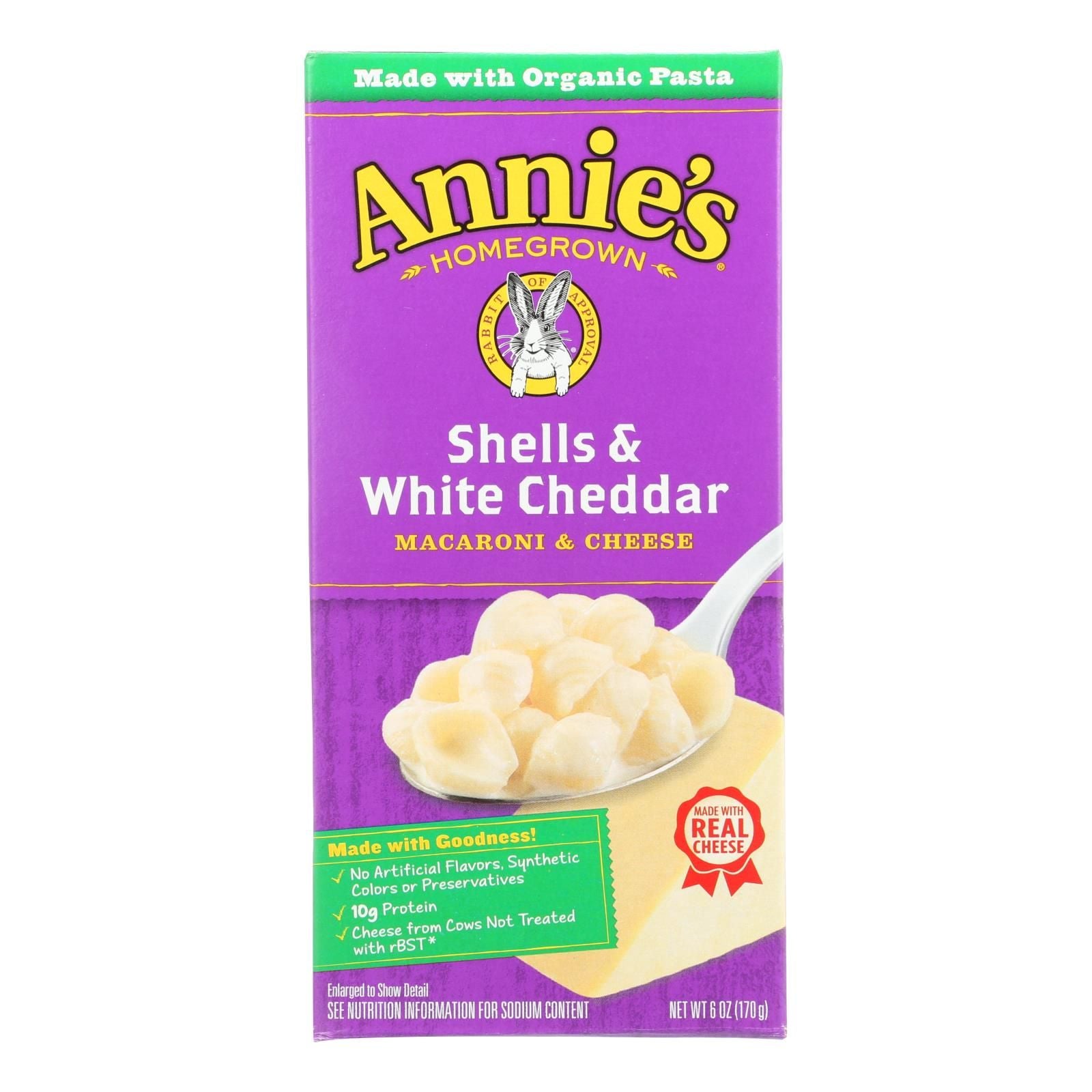 Annies Homegrown Macaroni And Cheese - Shells And White Cheddar - 6 Oz - Case Of 12 image 1