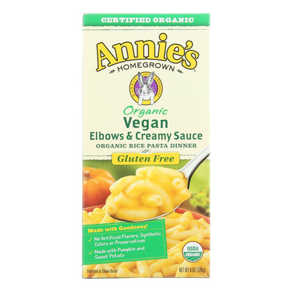 Annie's Homegrown Organic Gluten Free Vegan Elbows And Creamy Sauce Rice Pasta Dinner - Case Of 12 - 6 Oz. image 1