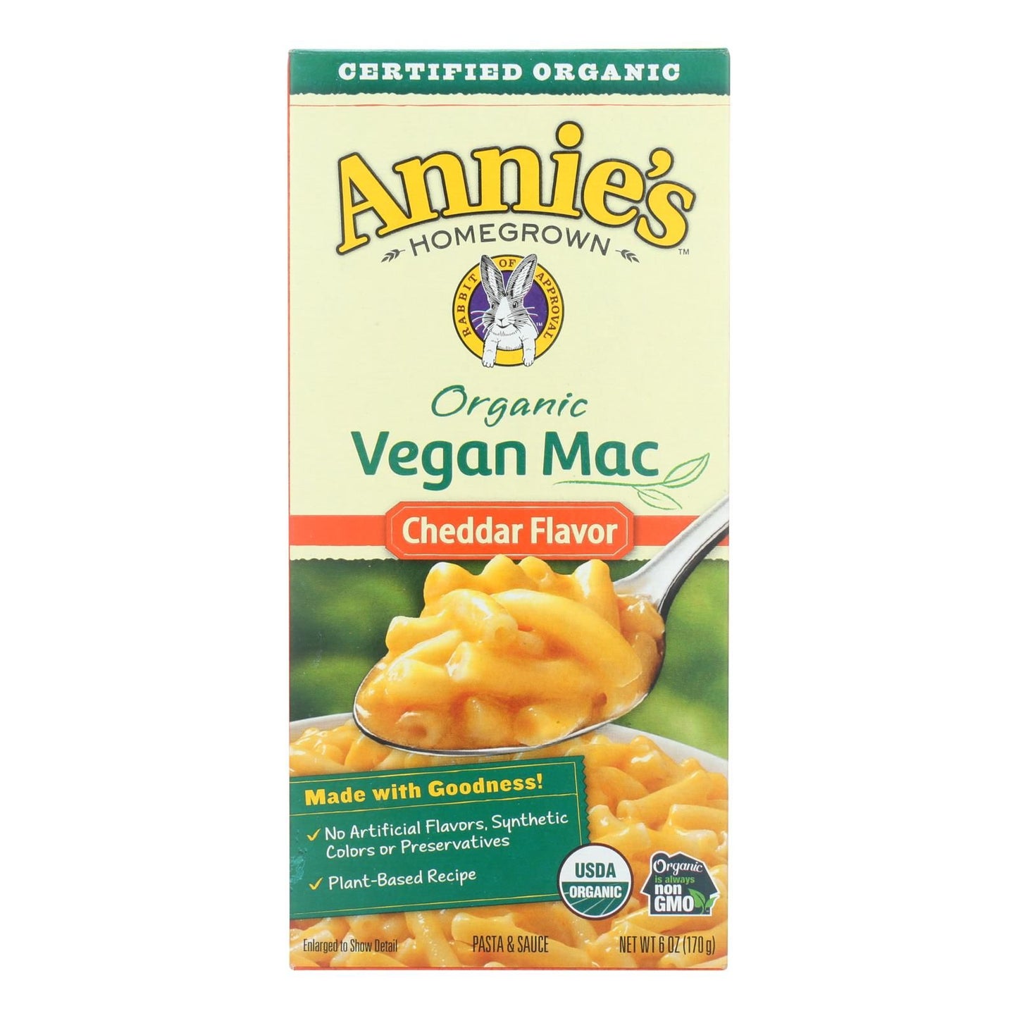 Annie's Homegrown Organic Macaroni & Cheese - Vegan Cheddar Flavored - Case Of 12 - 6 Oz image 2