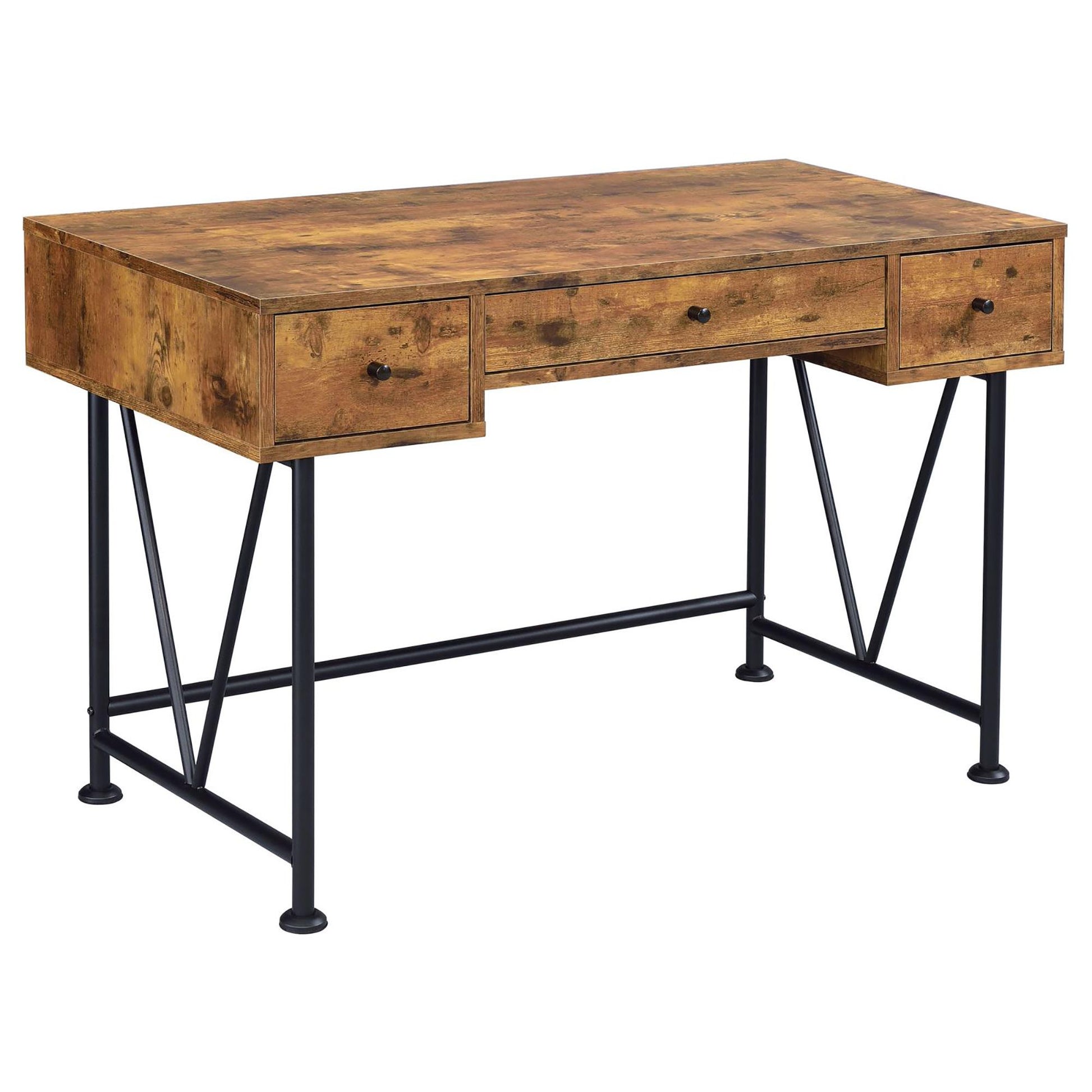 Antique Nutmeg and Black 3-drawer Writing Desk image 2