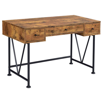Antique Nutmeg and Black 3-drawer Writing Desk image 2