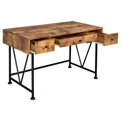 Antique Nutmeg and Black 3-drawer Writing Desk image 5