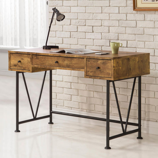 Antique Nutmeg and Black 3-drawer Writing Desk image 1
