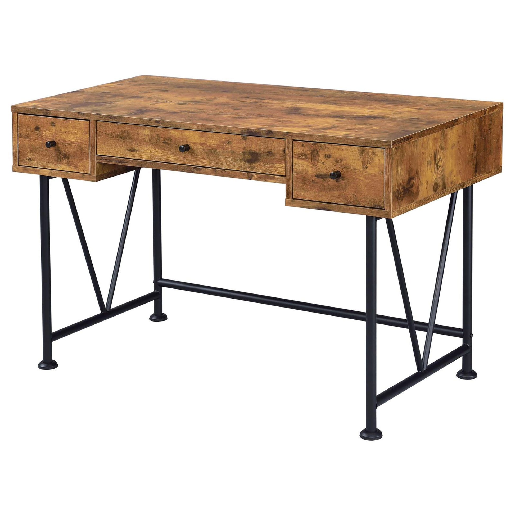 Antique Nutmeg and Black 3-drawer Writing Desk image 4