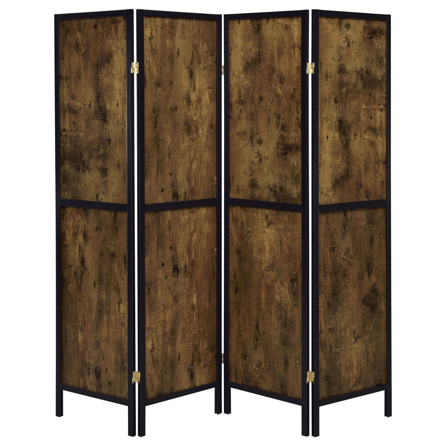Antique Nutmeg and Black 4-Panel Folding Screen image 3