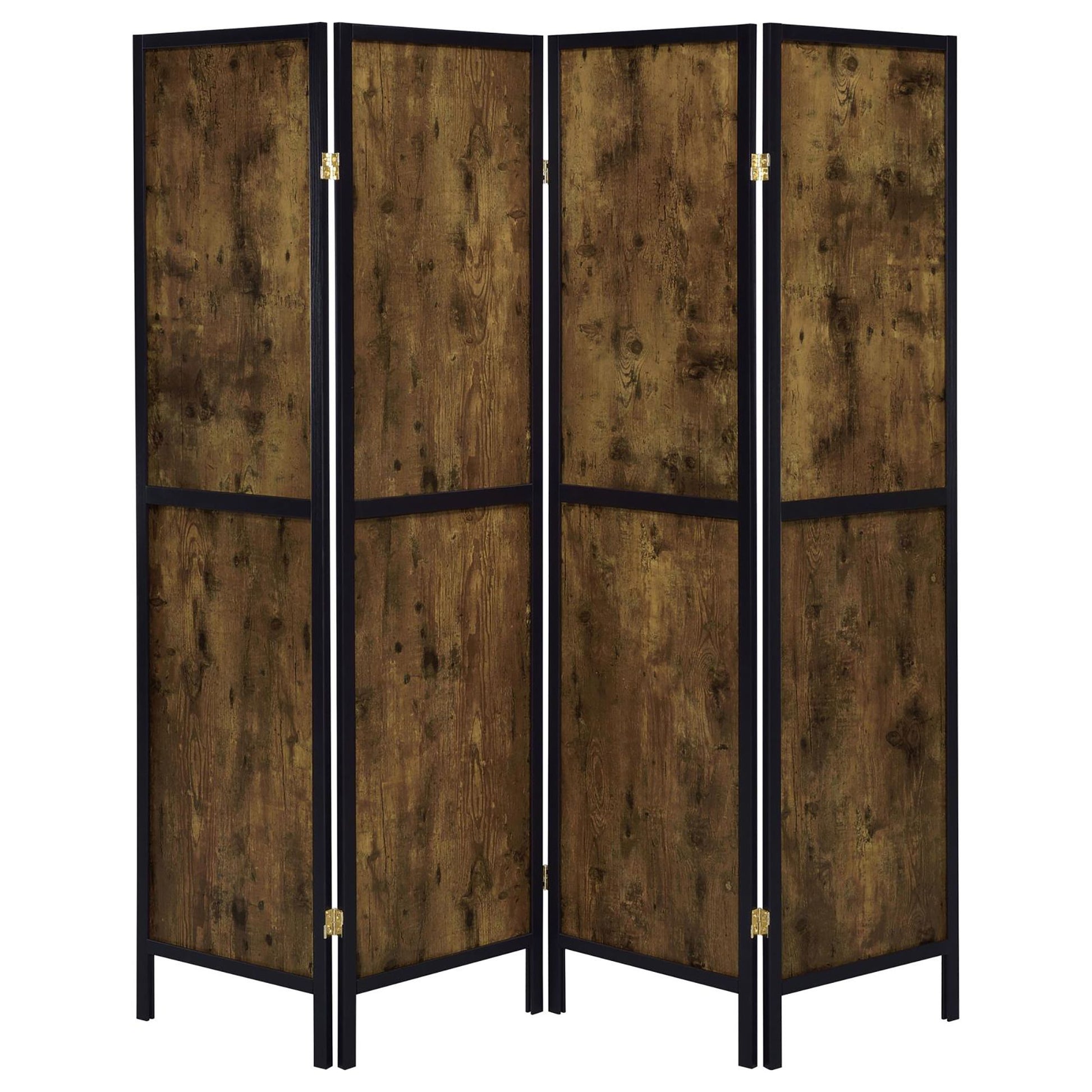 Antique Nutmeg and Black 4-Panel Folding Screen image 3