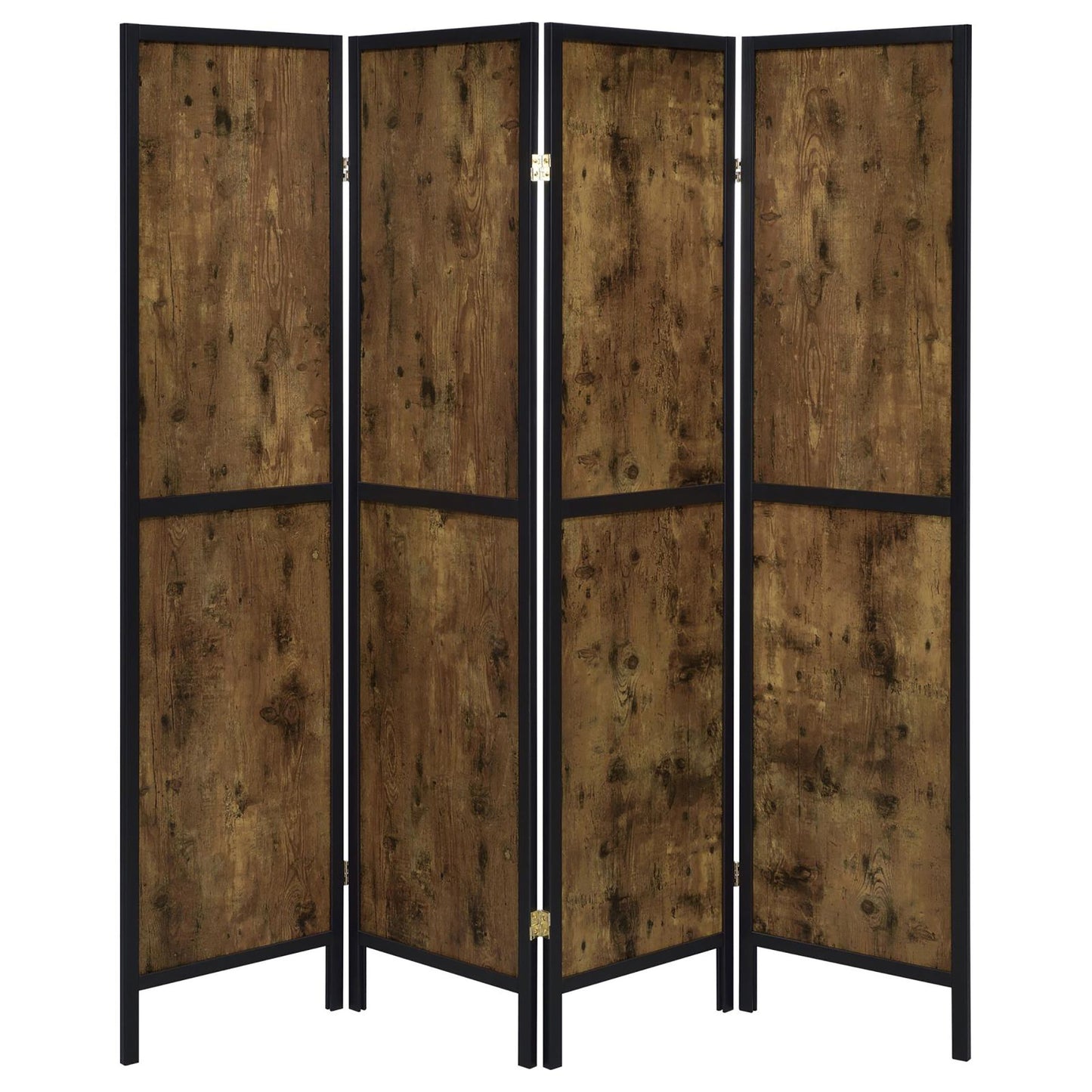 Antique Nutmeg and Black 4-Panel Folding Screen image 4