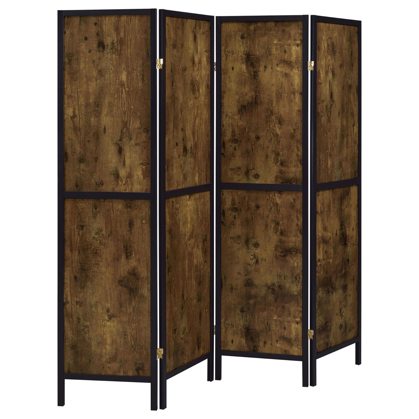 Antique Nutmeg and Black 4-Panel Folding Screen image 2