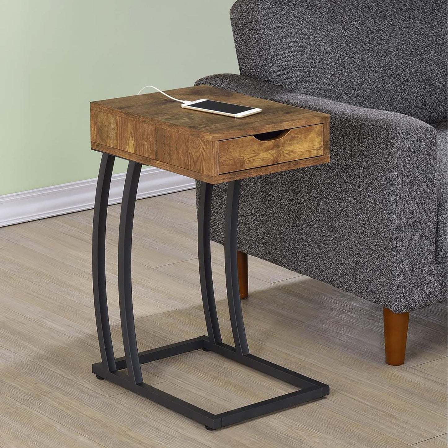 Antique Nutmeg and Gunmetal Hi-tech Accent Table image 1