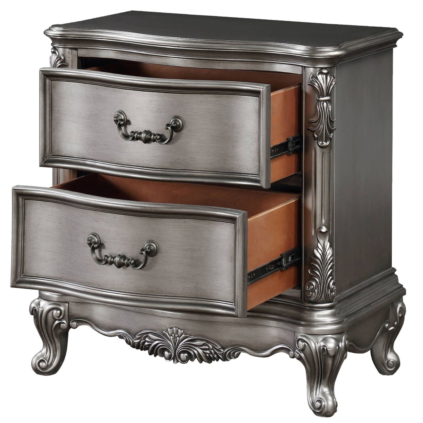 Antique Platinum 2-drawer Nightstand image 4